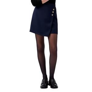 French Connection Florence Twill Button Wrap Mini Skirt Marine Navy Size 4